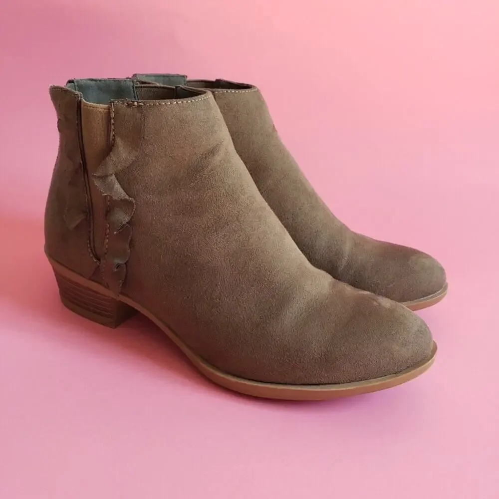 Justfab Olive Ruffle Faux Suede Bootie